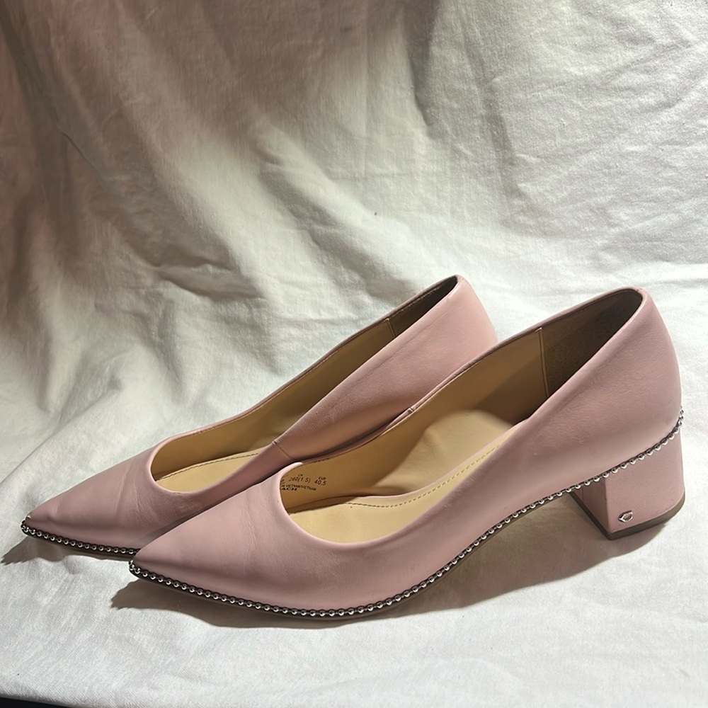Coach pink leather block heels